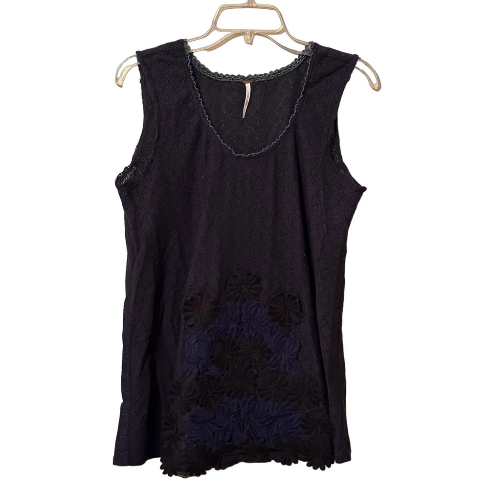 🍒 Free People Embroidered Floral Tank Top Blouse Size Large